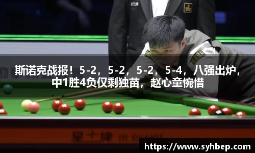 斯诺克战报！5-2，5-2，5-2，5-4，八强出炉，中1胜4负仅剩独苗，赵心童惋惜